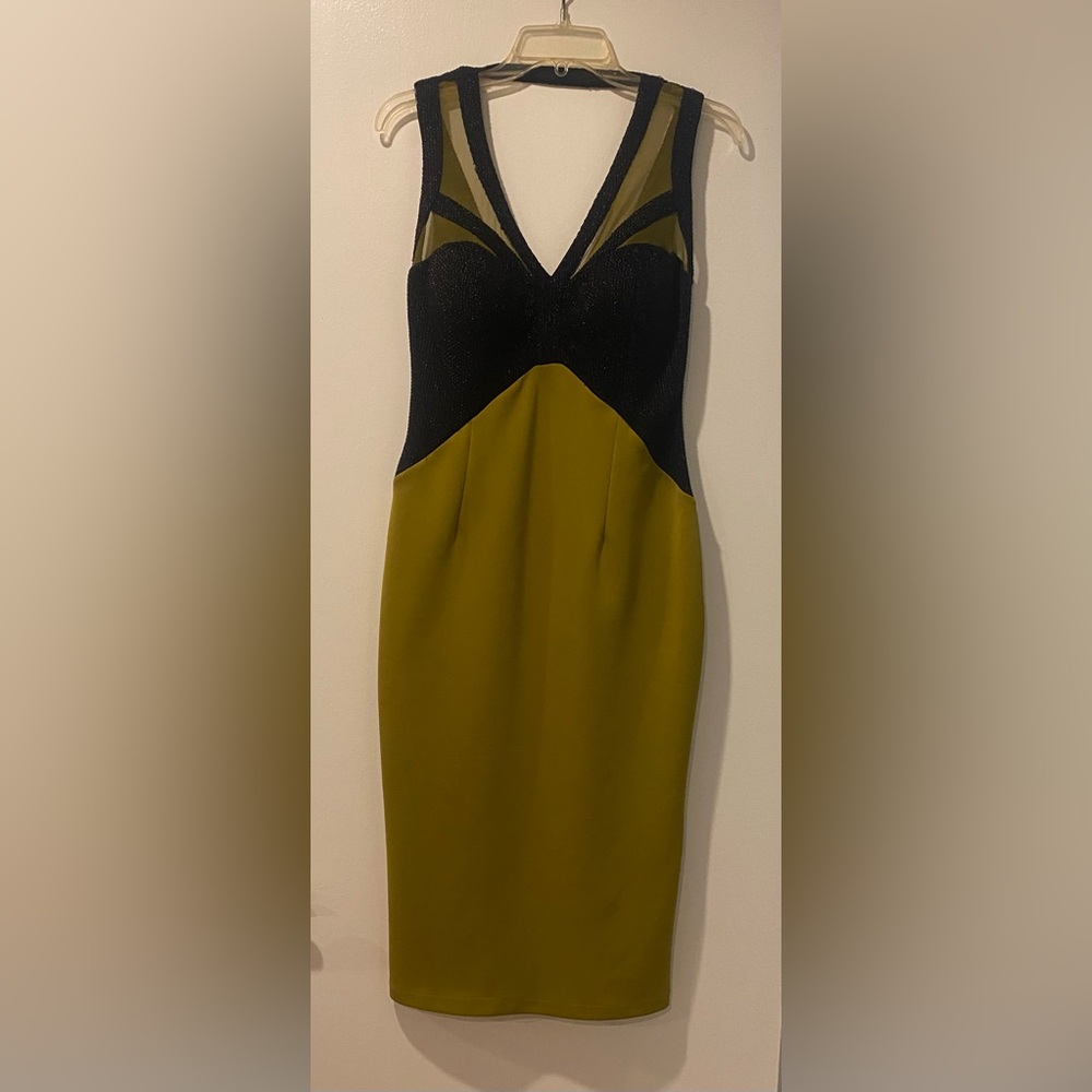 Chic Black and Olive Midi Dress